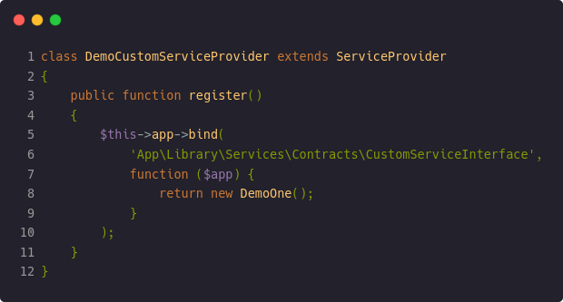 How to register and use the Laravel service providers